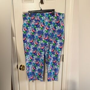 Attyre Multicolor Floral and Flamingo Pants Strechy